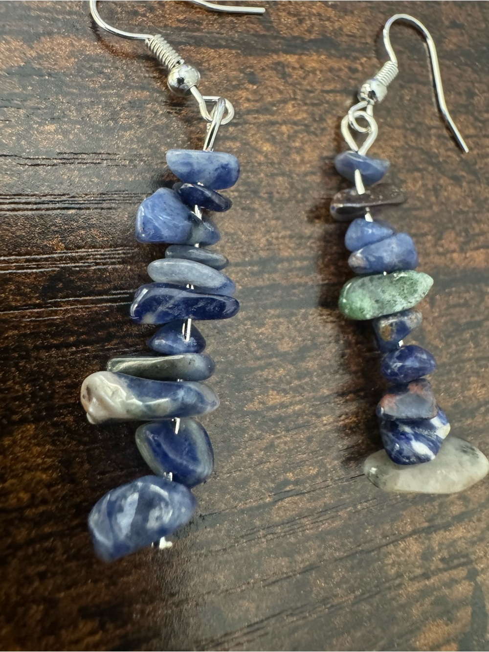 Handmade Blue Sodalite Chip Drop Earrings by